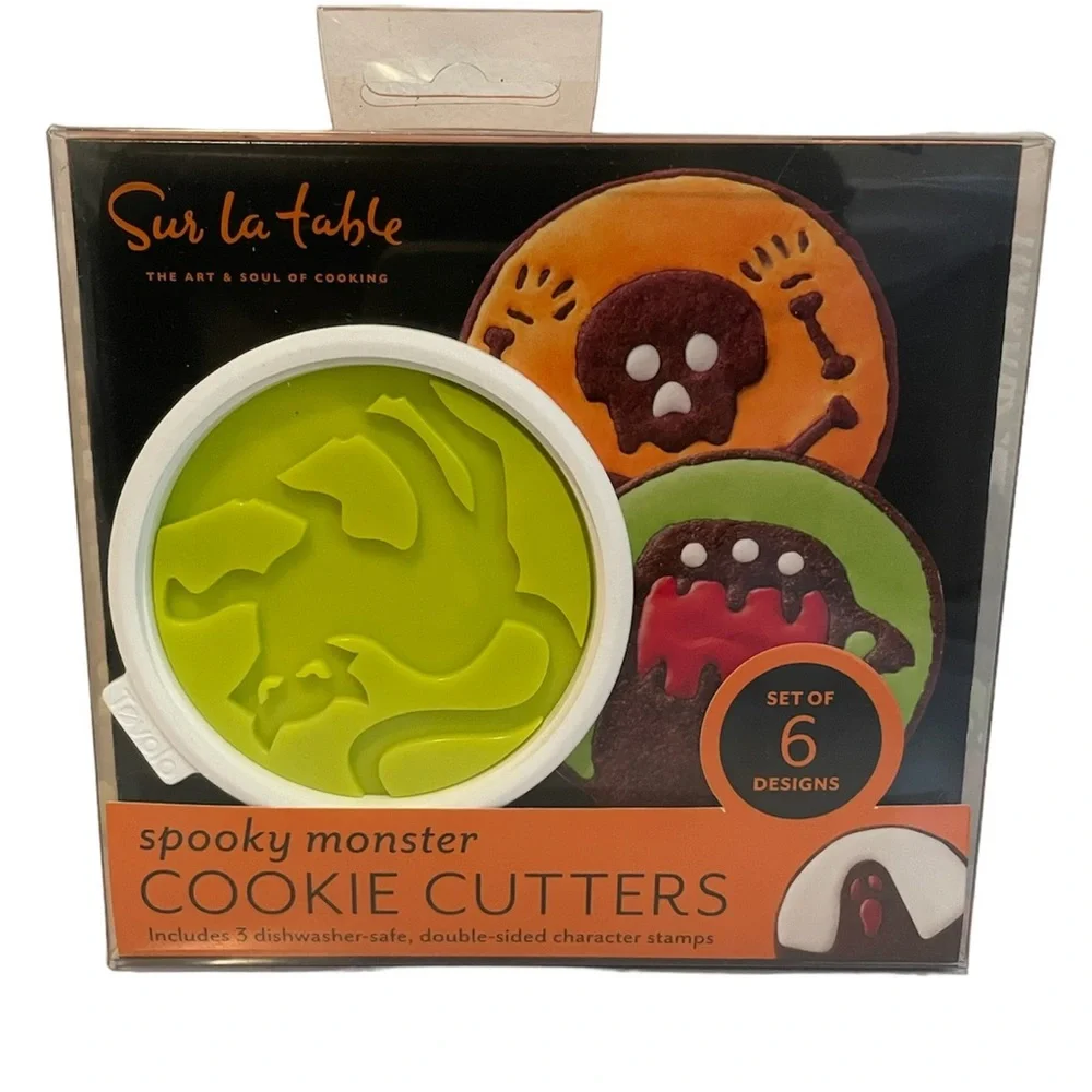 New! Sur La Table Spooky Monster Cookie Cutters – Set of 6 Designs Halloween